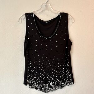 Roz & Ali  large made in USA sleeveless Black tank type pearl and facet beads